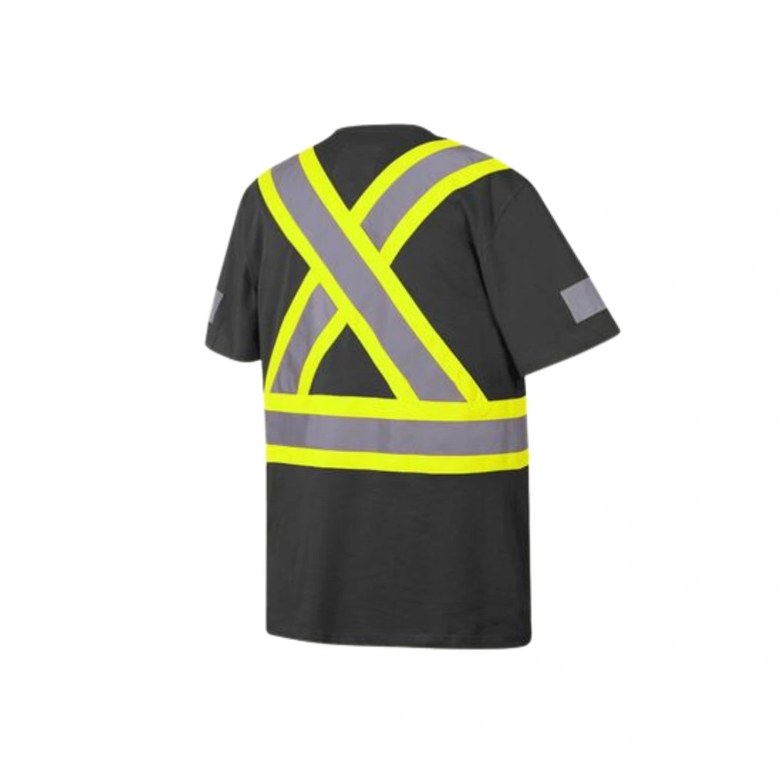 t shirt manches courtes avec bandes rÉflÉchissantes, 100 % coton pour homme noir